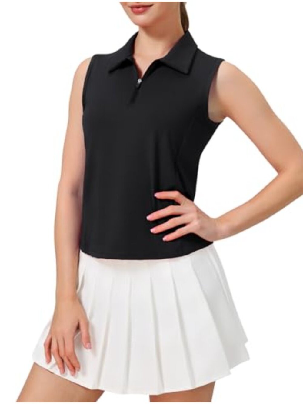 Sleeveless Golf Shirts 1/4 Zip Tennis Polo Quick Dry Athletic Tank Tops